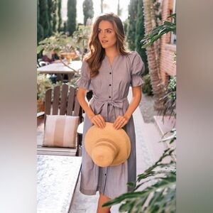 Gal Meets Glam Blue Button-Down Dress